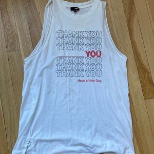 White "Thank You" Graphic Tank Top